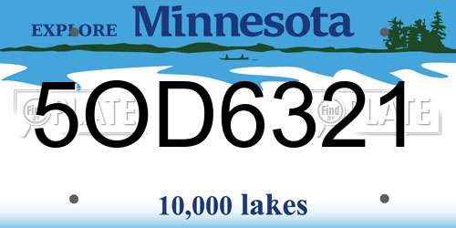 5OD6321 Minnesota License Plate