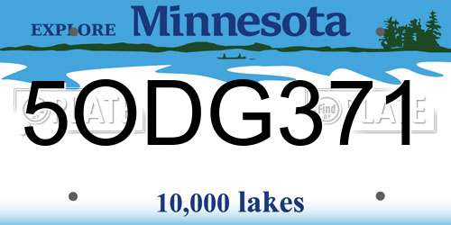 5ODG371 Minnesota License Plate