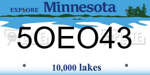 5OEO43 Minnesota License Plate