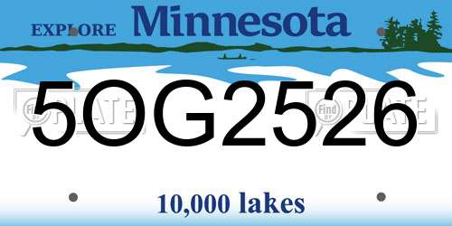 5OG2526 Minnesota License Plate