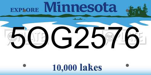 5OG2576 Minnesota License Plate
