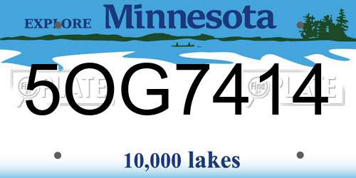 5OG7414 Minnesota License Plate