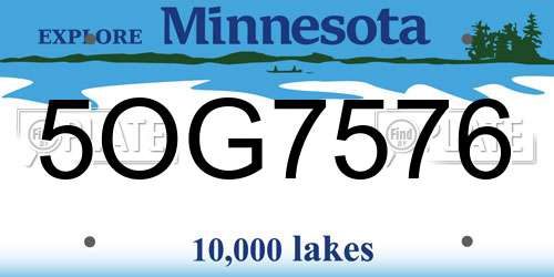5OG7576 Minnesota License Plate