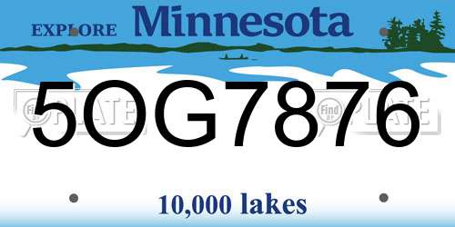 5OG7876 Minnesota License Plate