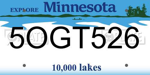 5OGT526 Minnesota License Plate