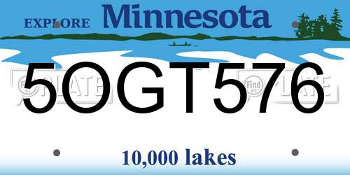 5OGT576 Minnesota License Plate