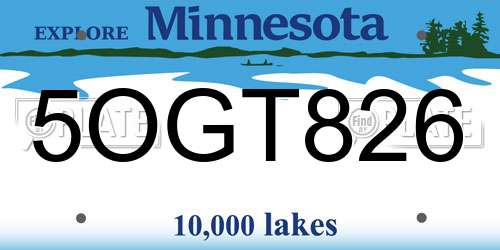 5OGT826 Minnesota License Plate