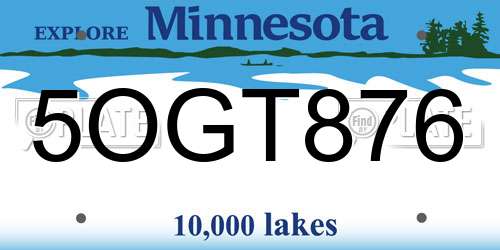 5OGT876 Minnesota License Plate