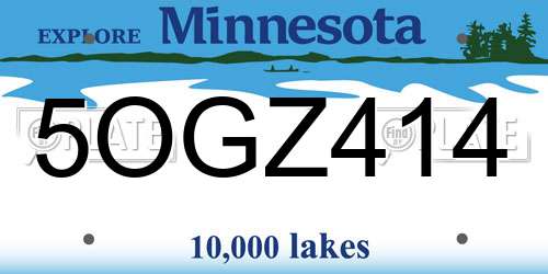 5OGZ414 Minnesota License Plate