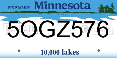 5OGZ576 Minnesota License Plate