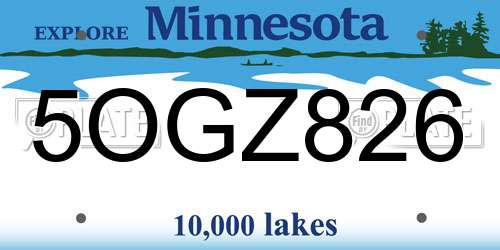 5OGZ826 Minnesota License Plate