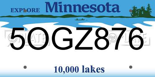 5OGZ876 Minnesota License Plate