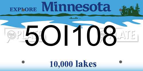 5OI108 Minnesota License Plate