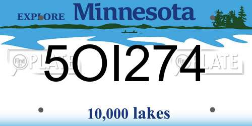 5OI274 Minnesota License Plate