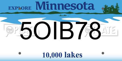 5OIB78 Minnesota License Plate