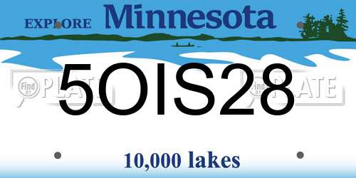 5OIS28 Minnesota License Plate