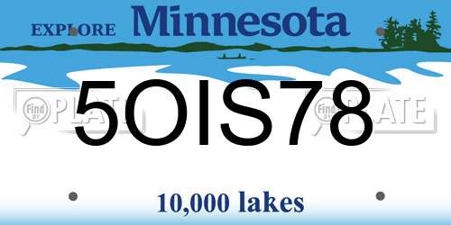 5OIS78 Minnesota License Plate