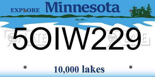 5OIW229 Minnesota License Plate
