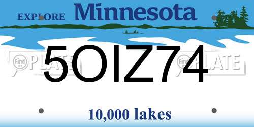 5OIZ74 Minnesota License Plate