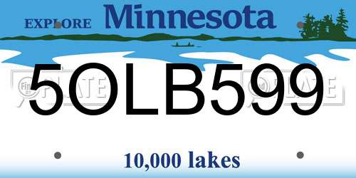 5OLB599 Minnesota License Plate