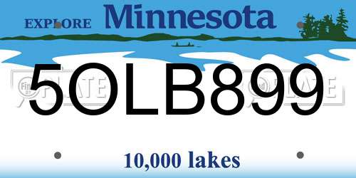 5OLB899 Minnesota License Plate