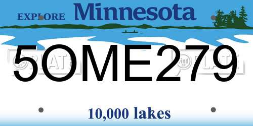 5OME279 Minnesota License Plate