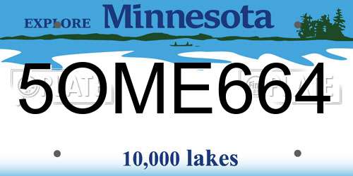 5OME664 Minnesota License Plate