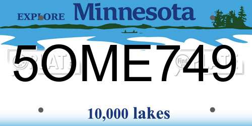 5OME749 Minnesota License Plate