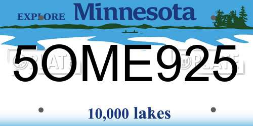 5OME925 Minnesota License Plate