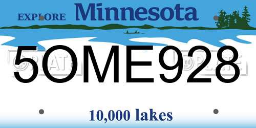 5OME928 Minnesota License Plate