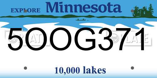 5OOG371 Minnesota License Plate