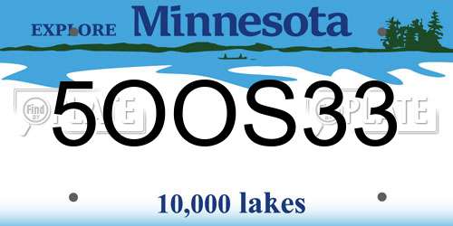 5OOS33 Minnesota License Plate