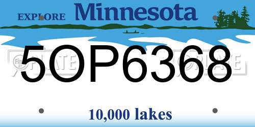 5OP6368 Minnesota License Plate