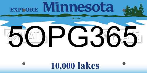 5OPG365 Minnesota License Plate