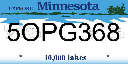5OPG368 Minnesota License Plate