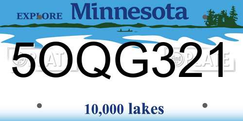 5OQG321 Minnesota License Plate