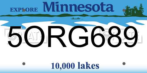 5ORG689 Minnesota License Plate