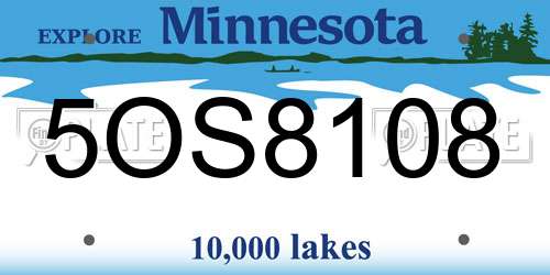 5OS8108 Minnesota License Plate