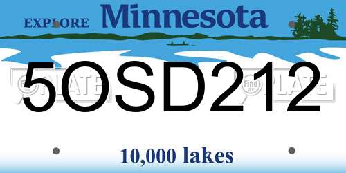 5OSD212 Minnesota License Plate