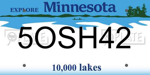 5OSH42 Minnesota License Plate