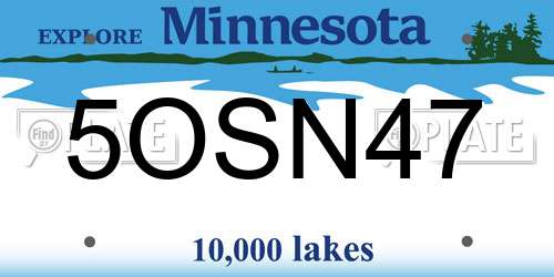 5OSN47 Minnesota License Plate