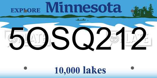 5OSQ212 Minnesota License Plate