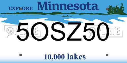 5OSZ50 Minnesota License Plate