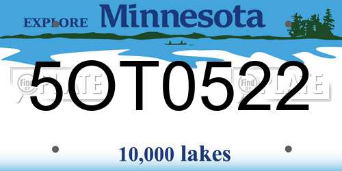5OT0522 Minnesota License Plate