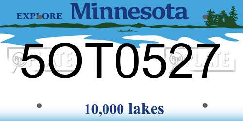 5OT0527 Minnesota License Plate