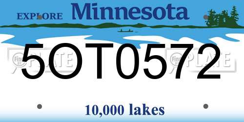 5OT0572 Minnesota License Plate
