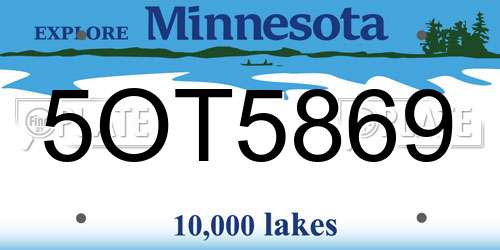 5OT5869 Minnesota License Plate