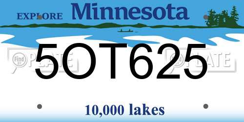 5OT625 Minnesota License Plate