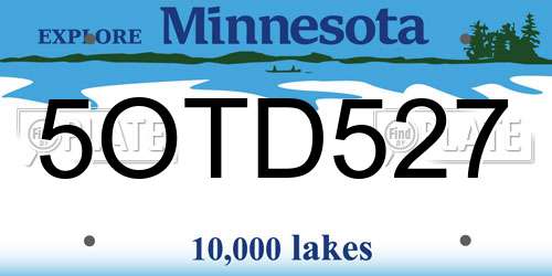 5OTD527 Minnesota License Plate
