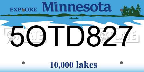 5OTD827 Minnesota License Plate